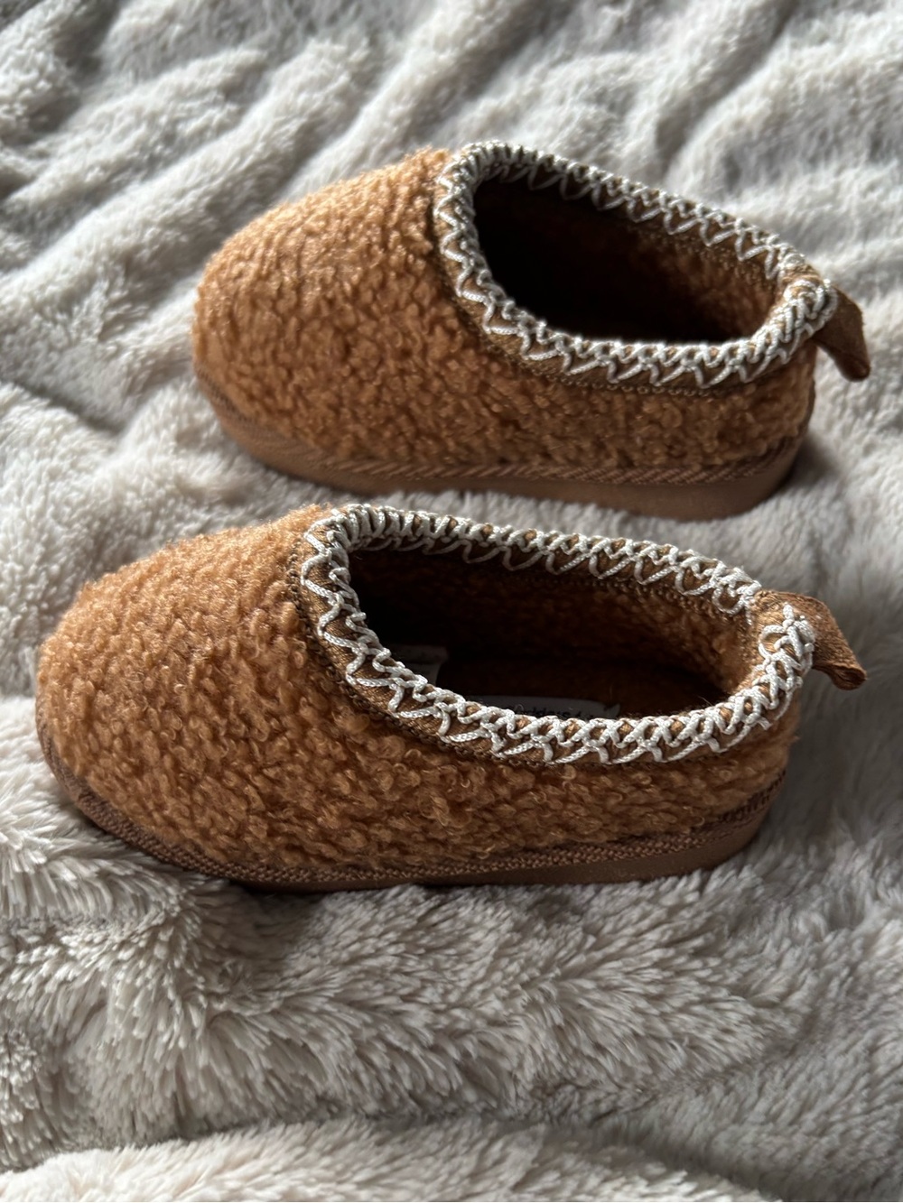Cozy Brown Sherpa Fleece Baby Toddler Walker Shoes Size 5